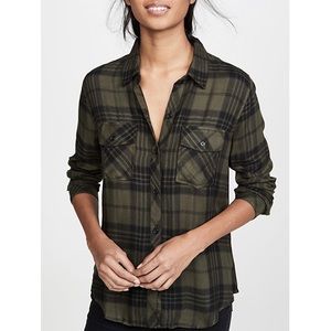 Rails Brent Olive Jet Button Down Plaid XS